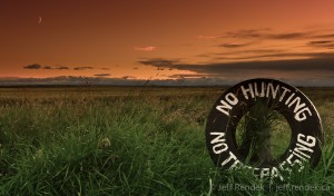 No Hunting - Prairie Landscape at Sunset. Calgary, Alberta